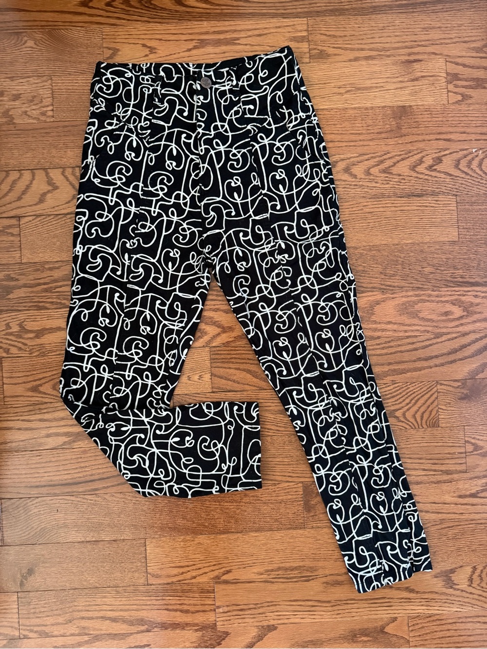 Lucy & Yak Camden Pants – Black & White Squiggle Print | W28/L30